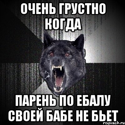 очень грустно когда парень по ебалу своей бабе не бьет, Мем Сумасшедший волк