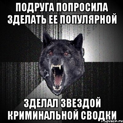 подруга попросила зделать ее популярной зделал звездой криминальной сводки, Мем Сумасшедший волк