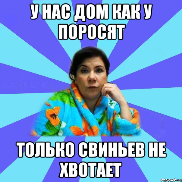 у нас дом как у поросят только свиньев не хвотает, Мем типичная мама