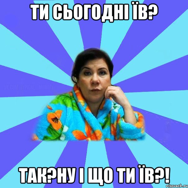 ти сьогодні їв? так?ну і що ти їв?!, Мем типичная мама