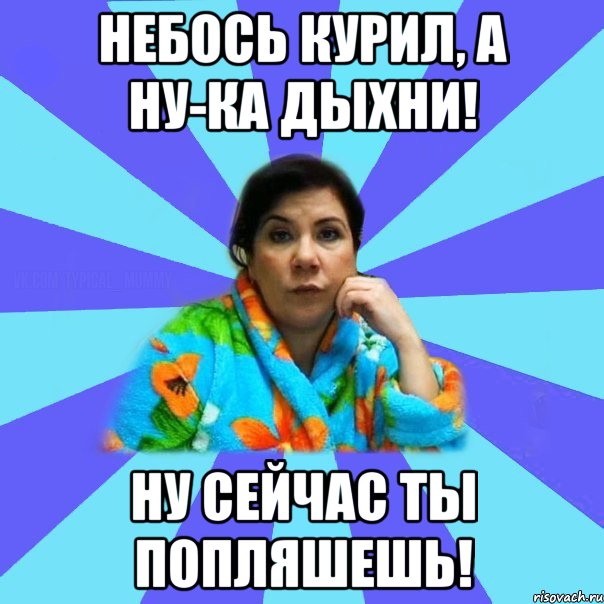 Небось курил, а ну-ка дыхни! Ну сейчас ты попляшешь!, Мем типичная мама