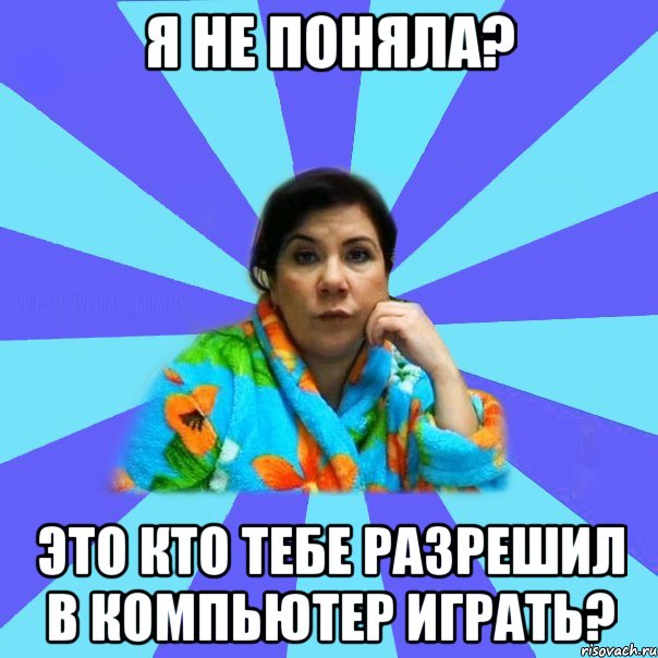 Я не поняла? Это кто тебе разрешил в компьютер играть?, Мем типичная мама