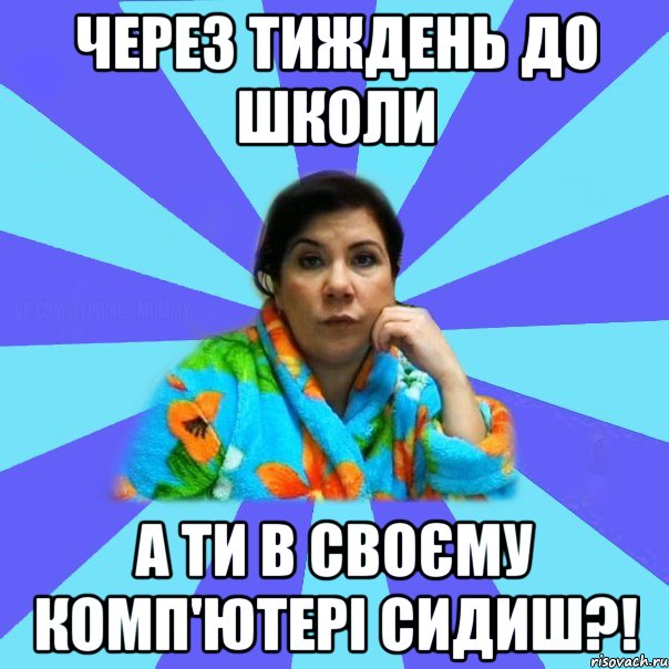 через тиждень до школи а ти в своєму комп'ютері сидиш?!, Мем типичная мама