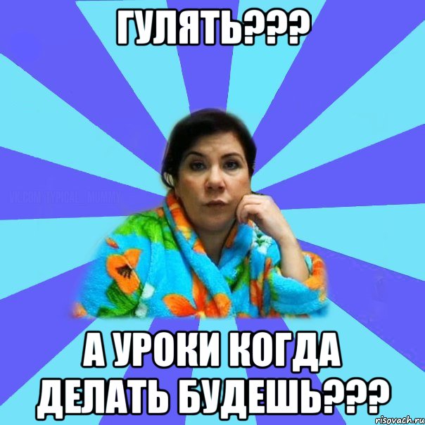 гулять??? а уроки когда делать будешь???, Мем типичная мама