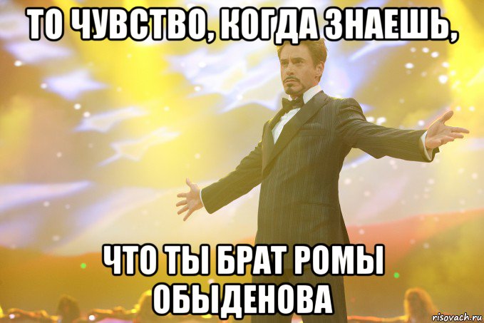 ТО ЧУВСТВО, КОГДА ЗНАЕШЬ, ЧТО ТЫ БРАТ РОМЫ ОБЫДЕНОВА, Мем Тони Старк (Роберт Дауни младший)