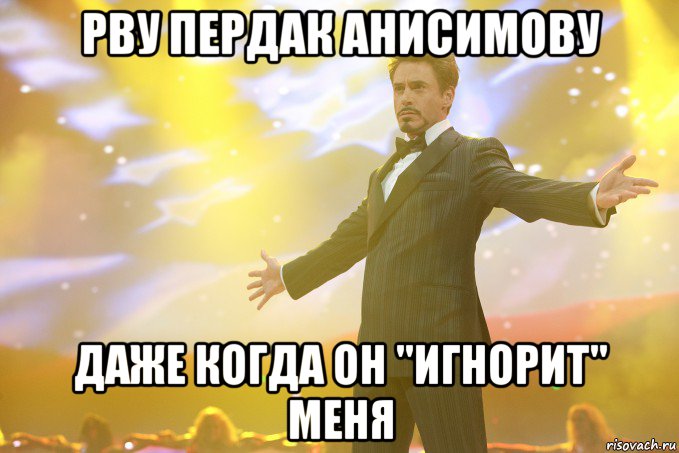 РВУ ПЕРДАК АНИСИМОВУ ДАЖЕ КОГДА ОН "ИГНОРИТ" МЕНЯ, Мем Тони Старк (Роберт Дауни младший)