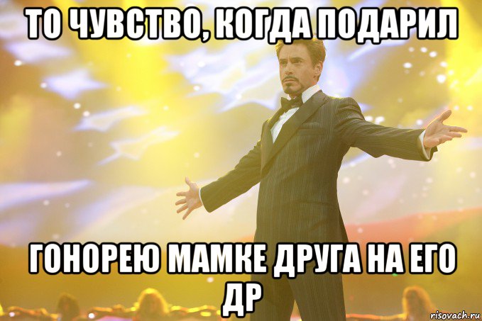 то чувство, когда подарил гонорею мамке друга на его др, Мем Тони Старк (Роберт Дауни младший)