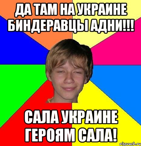 ДА ТАМ НА УКРАИНЕ БИНДЕРАВЦЫ АДНИ!!! САЛА УКРАИНЕ ГЕРОЯМ САЛА!, Мем Укуренный школьник