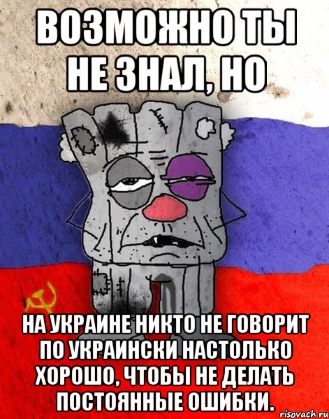 Возможно ты не знал, но на Украине НИКТО не говорит по украински настолько хорошо, чтобы не делать постоянные ошибки., Мем Ватник