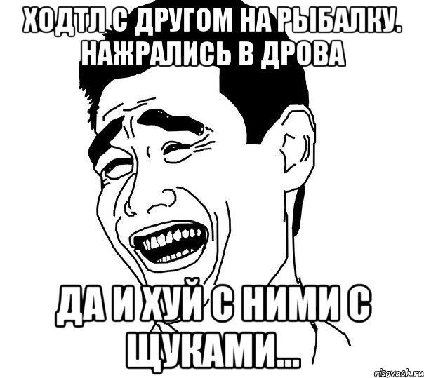 ходтл с другом на рыбалку. Нажрались в дрова Да и хуй с ними с щуками..., Мем Яо минг