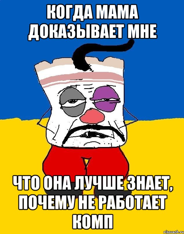 когда мама доказывает мне что она лучше знает, почему не работает комп, Мем Западенец - тухлое сало