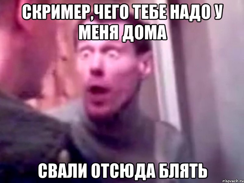 скример,чего тебе надо у меня дома свали отсюда блять, Мем Запили