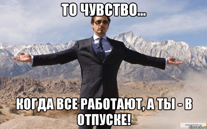 То чувство... когда ВСЕ работают, а ТЫ - в ОТПУСКЕ!, Мем железный человек