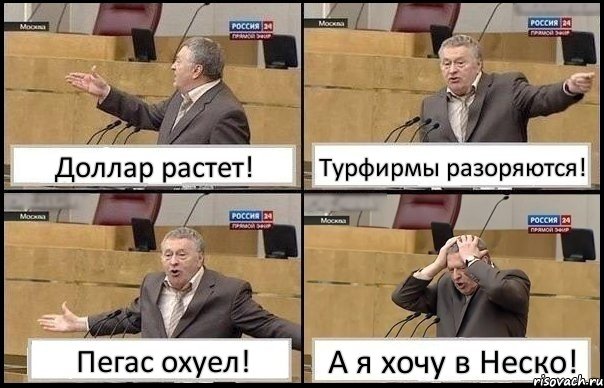 Доллар растет! Турфирмы разоряются! Пегас охуел! А я хочу в Неско!, Комикс Жирик в шоке хватается за голову