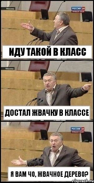 иду такой в класс достал жвачку в классе я вам чо, жвачное дерево?, Комикс Жириновский разводит руками 3