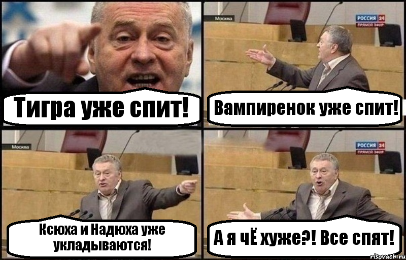 Тигра уже спит! Вампиренок уже спит! Ксюха и Надюха уже укладываются! А я чЁ хуже?! Все спят!, Комикс Жириновский