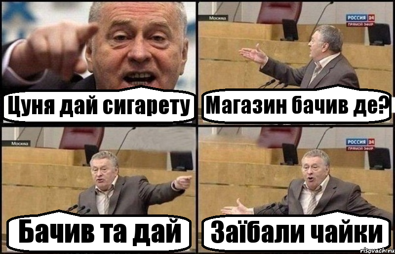 Цуня дай сигарету Магазин бачив де? Бачив та дай Заїбали чайки, Комикс Жириновский