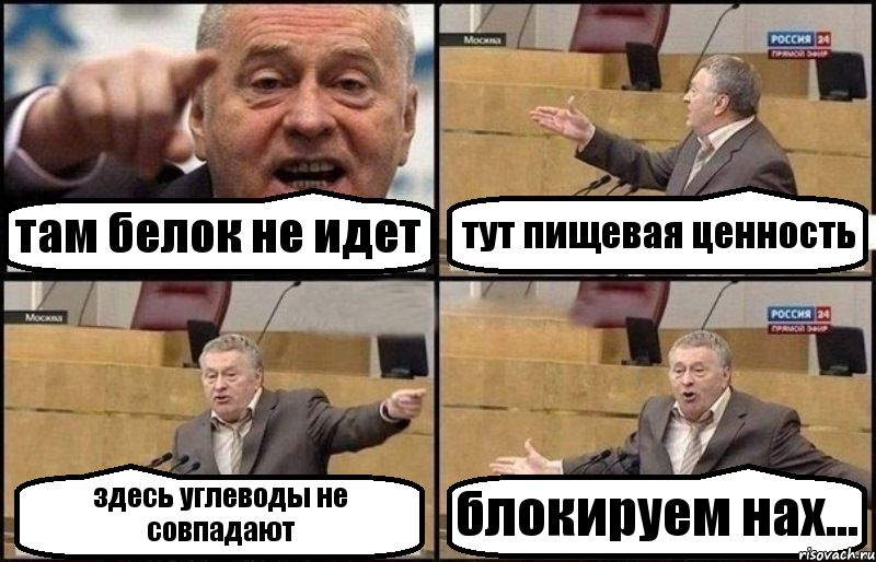 там белок не идет тут пищевая ценность здесь углеводы не совпадают блокируем нах..., Комикс Жириновский