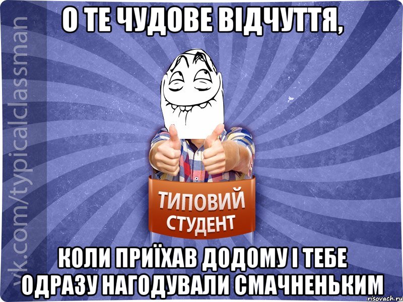 О те чудове відчуття, коли приїхав додому і тебе одразу нагодували смачненьким, Мем 3444242342342