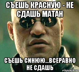 Съешь красную - не сдашь матан Съешь синюю...всеравно не сдашь, Мем  а что если я скажу тебе