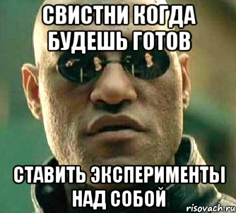 СВИСТНИ КОГДА БУДЕШЬ ГОТОВ СТАВИТЬ ЭКСПЕРИМЕНТЫ НАД СОБОЙ, Мем  а что если я скажу тебе