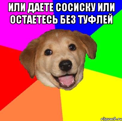 Или даете сосиску или остаетесь без туфлей , Мем Advice Dog