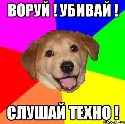 ВОРУЙ ! УБИВАЙ ! СЛУШАЙ ТЕХНО !, Мем Advice Dog