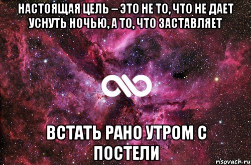 Настоящая цель – это не то, что не дает уснуть ночью, а то, что заставляет встать рано утром с постели, Мем офигенно