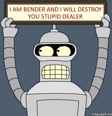 I am Bender and I will destroy you stupid dealer, Комикс Бендер с плакатом