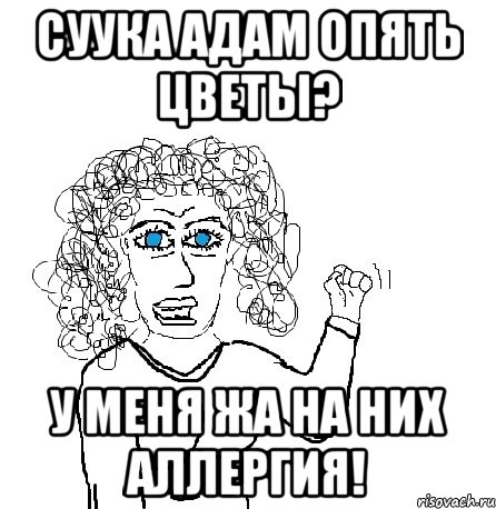 Суука Адам опять цветы? У меня жа на них аллергия!, Мем Будь бабой-блеадь