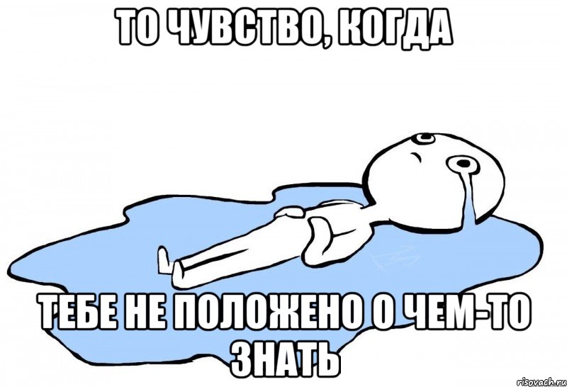 то чувство, когда тебе не положено о чем-то знать, Мем   человек в луже плачет