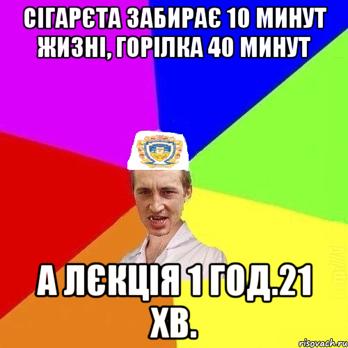 Сігарєта забирає 10 минут жизні, горілка 40 минут а лєкція 1 год.21 хв., Мем Чоткий Паца Горбачевського