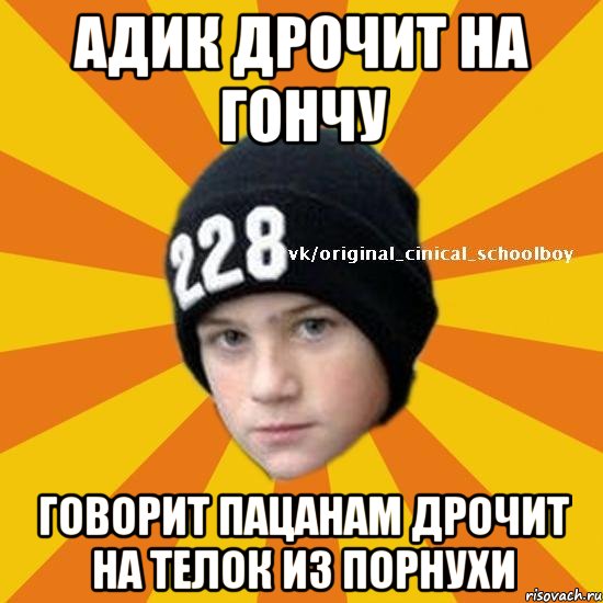 Адик дрочит на гончу говорит пацанам дрочит на телок из порнухи, Мем  Циничный школьник