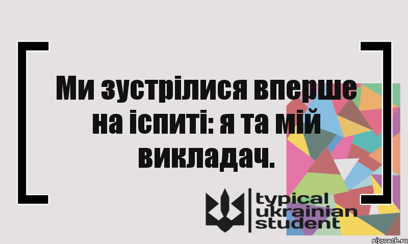 Ми зустрілися вперше на іспиті: я та мій викладач., Комикс цитата