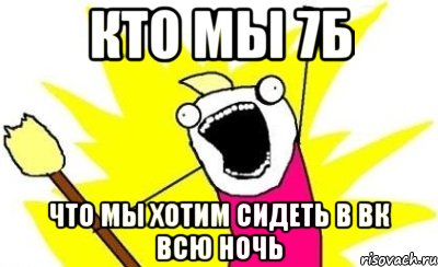 кто мы 7Б что мы хотим сидеть в вк всю ночь, Мем кто мы чего мы хотим