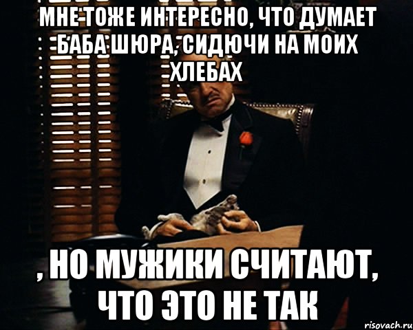 мне тоже интересно, что думает баба Шюра, сидючи на моих хлебах , но мужики считают, что это не так, Мем Дон Вито Корлеоне