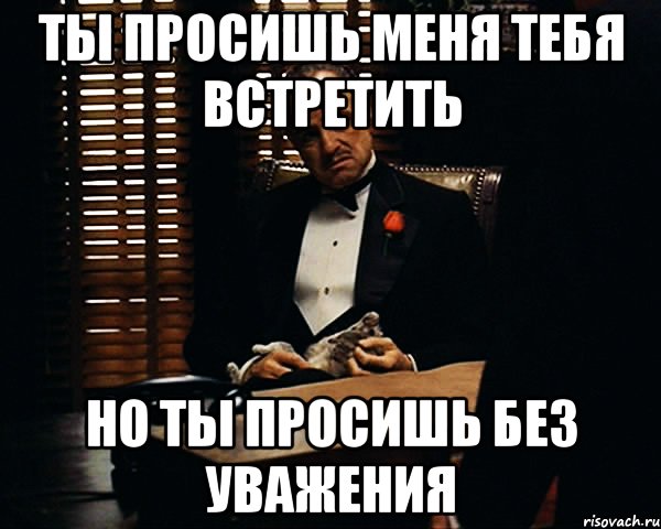 ТЫ ПРОСИШЬ МЕНЯ ТЕБЯ ВСТРЕТИТЬ НО ТЫ ПРОСИШЬ БЕЗ УВАЖЕНИЯ, Мем Дон Вито Корлеоне