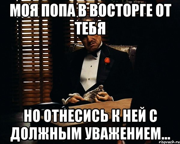 Моя попа в восторге от тебя Но отнесись к ней с должным уважением..., Мем Дон Вито Корлеоне