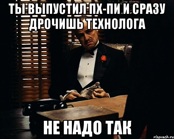 Ты выпустил пх-пи и сразу дрочишь технолога Не надо так, Мем Дон Вито Корлеоне