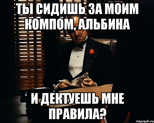 ты сидишь за моим компом, Альбина и дектуешь мне правила?, Мем Дон Вито Корлеоне