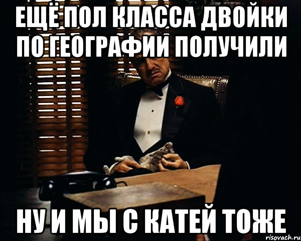 ещё пол класса двойки по географии получили ну и мы с катей тоже, Мем Дон Вито Корлеоне