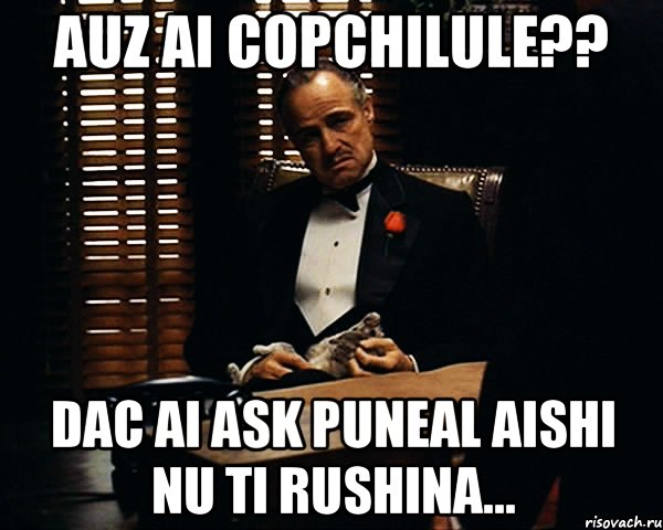 auz ai copchilule?? dac ai ask puneal aishi nu ti rushina..., Мем Дон Вито Корлеоне