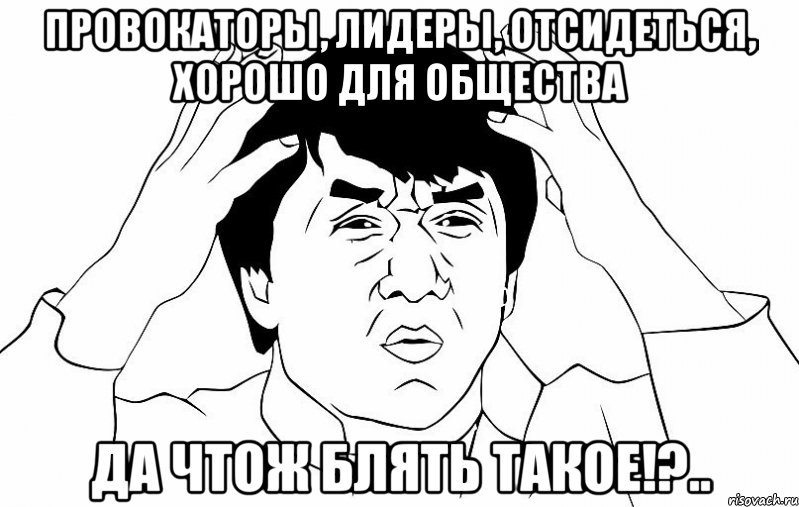 Провокаторы, лидеры, отсидеться, хорошо для общества Да чтож блять такое!?.., Мем ДЖЕКИ ЧАН