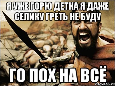 Я УЖЕ ГОРЮ ДЕТКА Я ДАЖЕ СЕЛИКУ ГРЕТЬ НЕ БУДУ ГО ПОХ НА ВСЁ, Мем Это Спарта