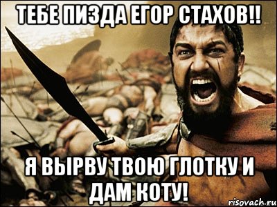 тебе пизда егор стахов!! я вырву твою глотку и дам коту!, Мем Это Спарта