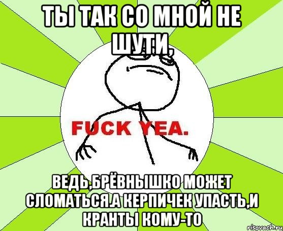 Ты так со мной не шути, Ведь,брёвнышко может сломаться.а керпичек упасть,и кранты кому-то, Мем фак е