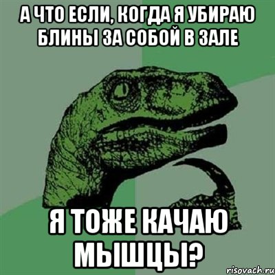 А что если, когда я убираю блины за собой в зале я тоже качаю мышцы?, Мем Филосораптор