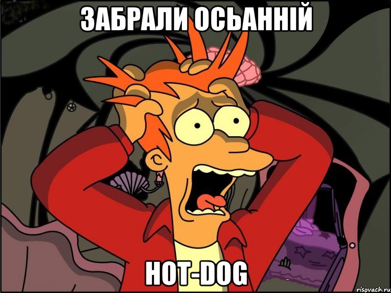 забрали осьаннiй HOT-DOG, Мем Фрай в панике