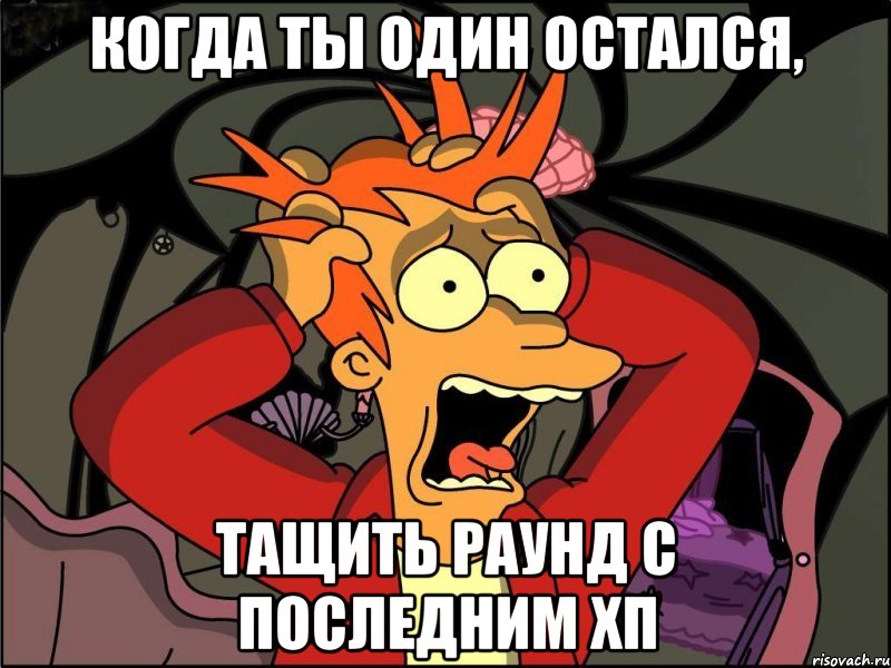 Когда ты один остался, тащить раунд с последним хп, Мем Фрай в панике