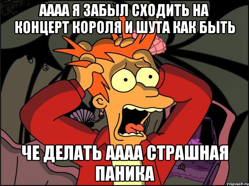 аааа я забыл сходить на концерт короля и шута как быть че делать аааа страшная паника, Мем Фрай в панике